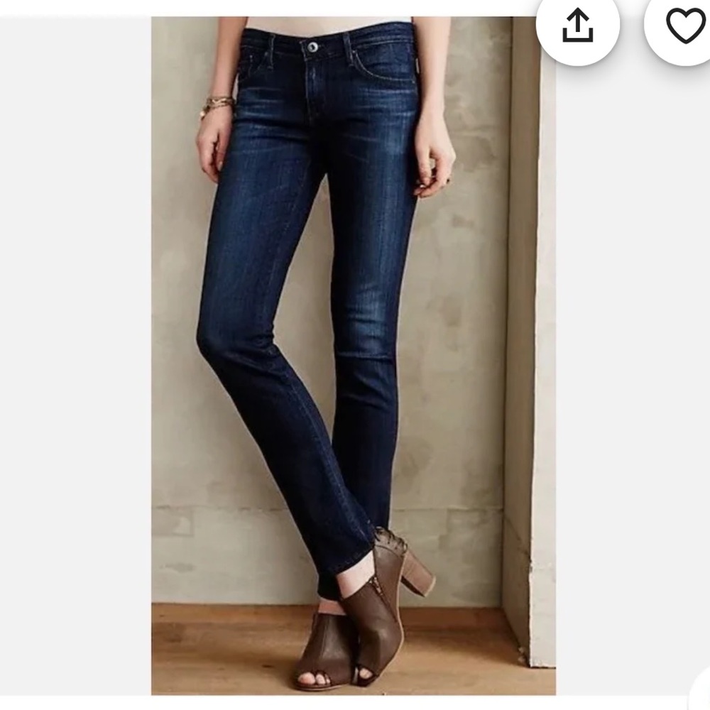 AG Adriano Goldschmied The Stevie Slim Straight Low Rise Dark Wash Jeans Sz 27